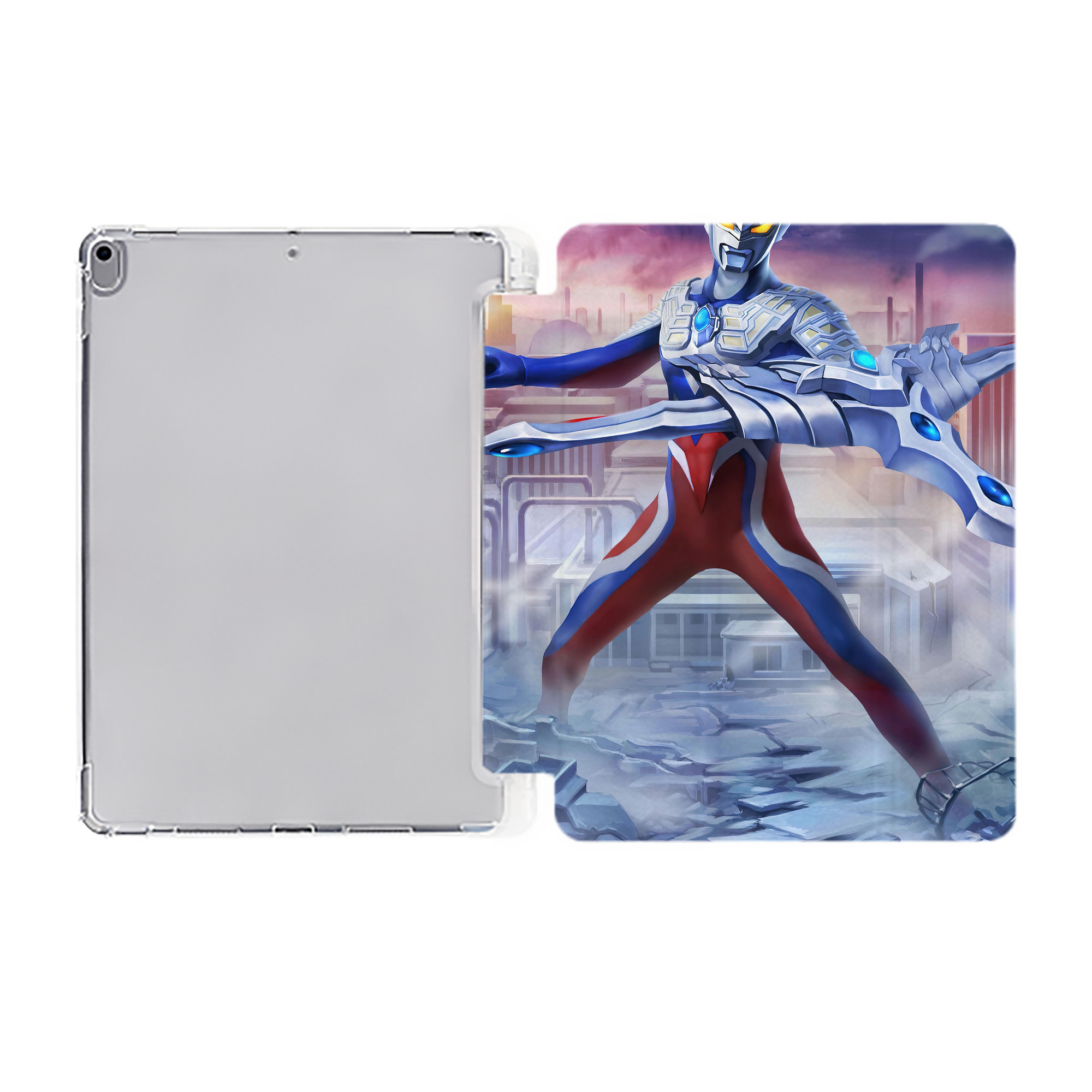 （画像用） ウルトラマン Ultraman IPad ケース ペン収納付き 三つ折りスタンド PUレザー×シリコン 対応機種9.5/10.5/10.9インチ